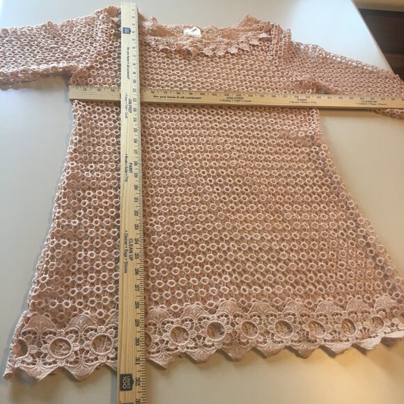 Simply Irresistible Crochet Tunic Dress Medium Peach Beach Cover Boho Ibiza Euro - Picture 4 of 7